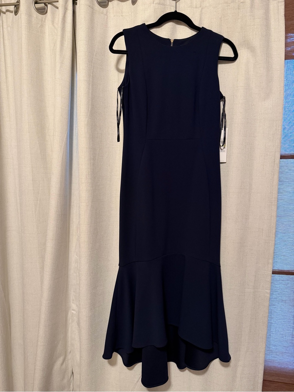 Calvin Klein Navy Sleeveless High-Low Flared Hem Dress